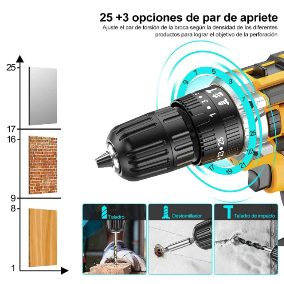 Taladro Inalámbrico BonPower 48V con 2 Baterías