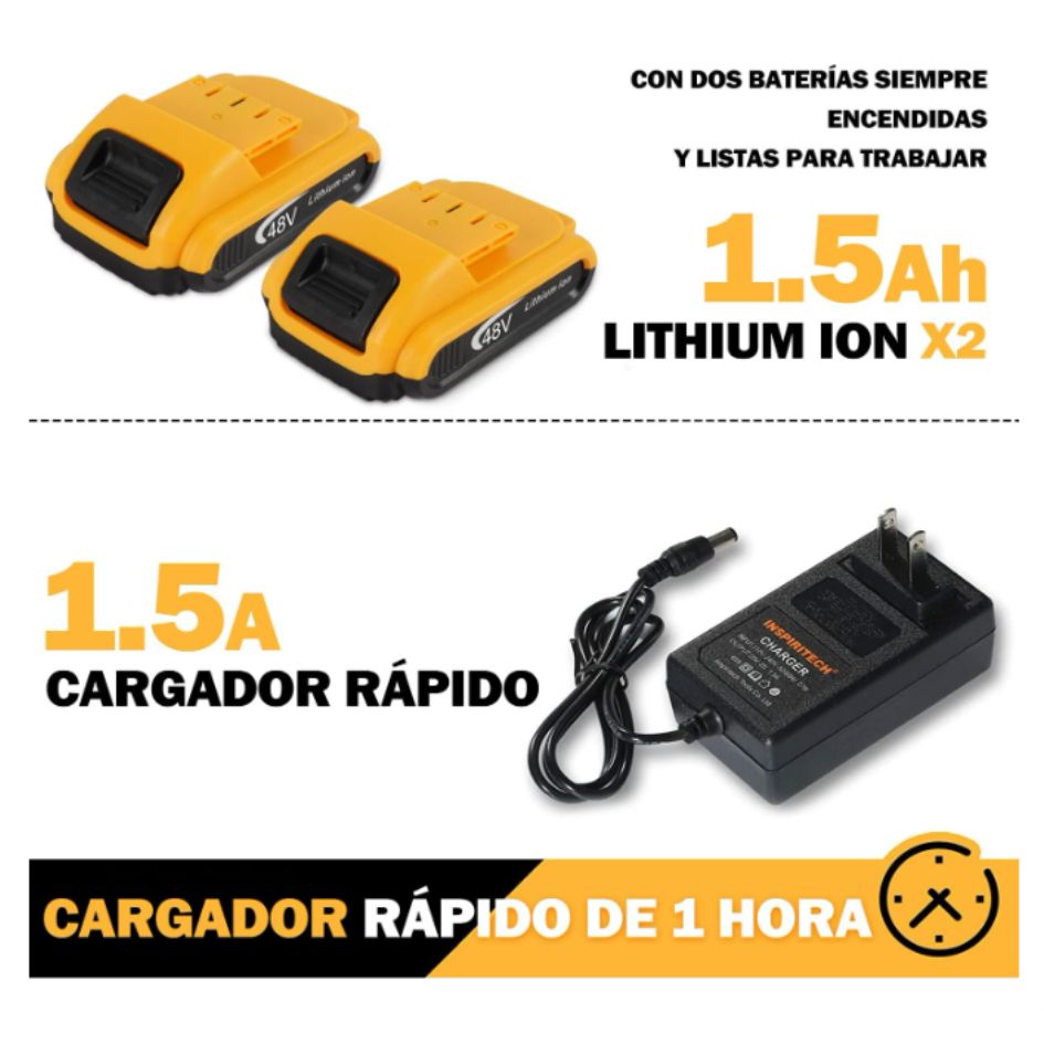 Taladro Inalámbrico BonPower 48V con 2 Baterías